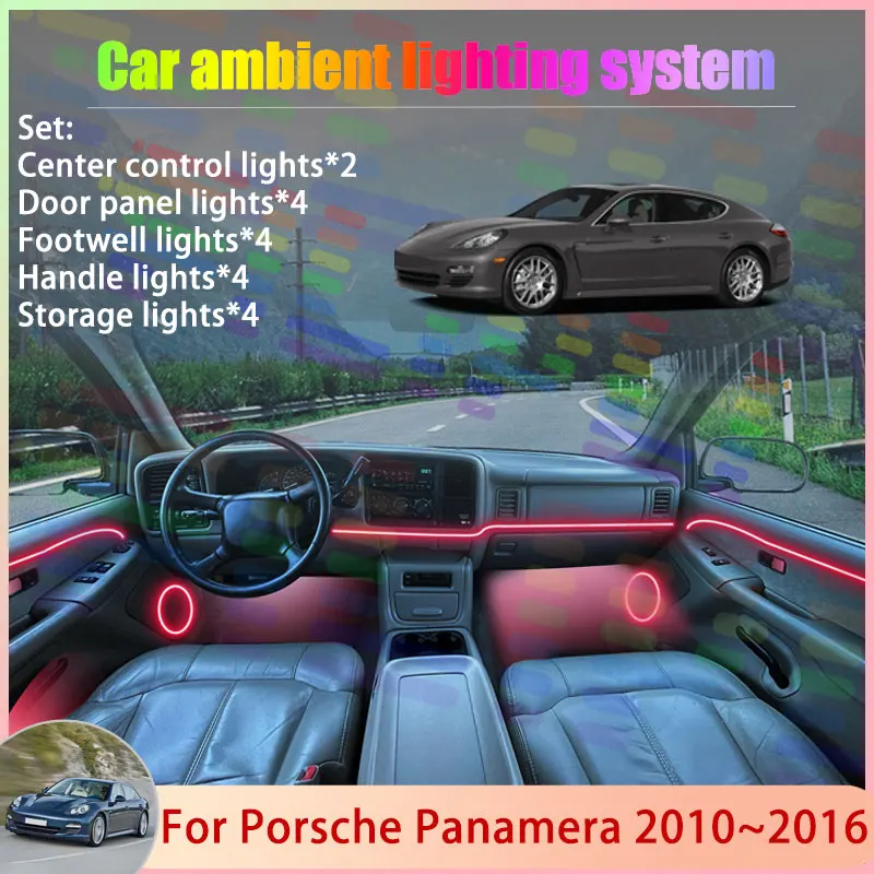 For Porsche Panamera 2010~2016 970 Chassis G1 MK1 2/18 in 1 Car Atmosphere Light Lamp RGB Shade Ensemble Streamer Atmosphere Set