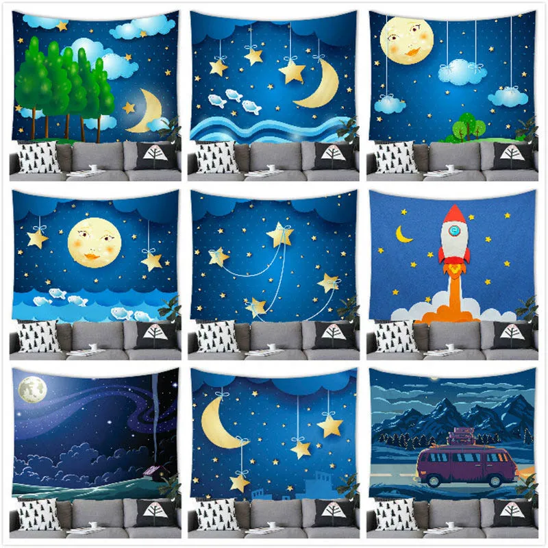 Good Night Dream Tapestry Wall Hanging Starry Sky Tapestry Party Home Decoration Good Dream Tapestry Wall Hanging Mandala Tapiz