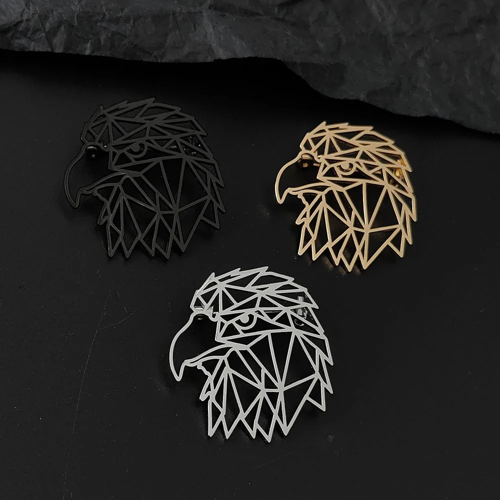 Fashionable Personalized Domineering Eagle Head Brooch Metal Hollow Eagle Lapel Pin Suit Jacket Pin Decoration Accessory