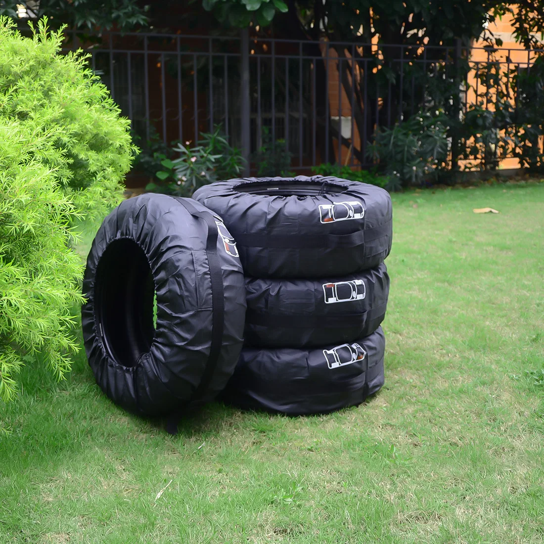 4pcs Car Spare Tire Covers Case Tires Storage Bags Auto Wheel Tires Storage Bags Vehicle Tyre Waterproof Polyester Bag