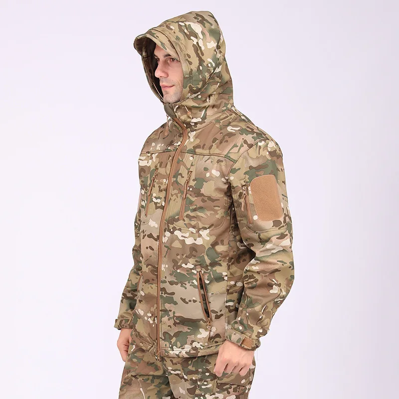 ESDY Outdoor Men Camouflage Soft Shell Tactical Jacket Waterproof Warm Mountaineering Hiking Windbreaker A013