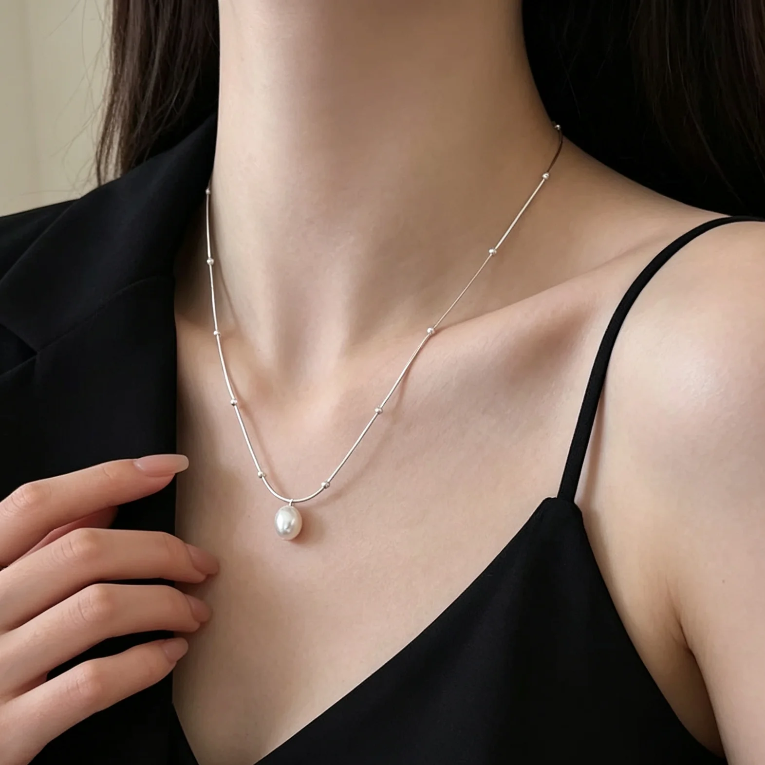 Pearl Choker Necklace Vintage - Freshwater Pearl Pendant Necklace for Women