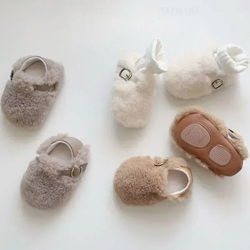 أحذية أطفال موضة القطن القطيفة للأطفال الخطوات الأولى مشوا سميكة الشتاء الخريف الدافئة الصبي أحذية أطفال الأحذية الناعمة 0-2 سنة
