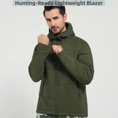 Men's Nylon 66 plaid ripstop lightweight blazer fall winter thermal insulation hunting jacket