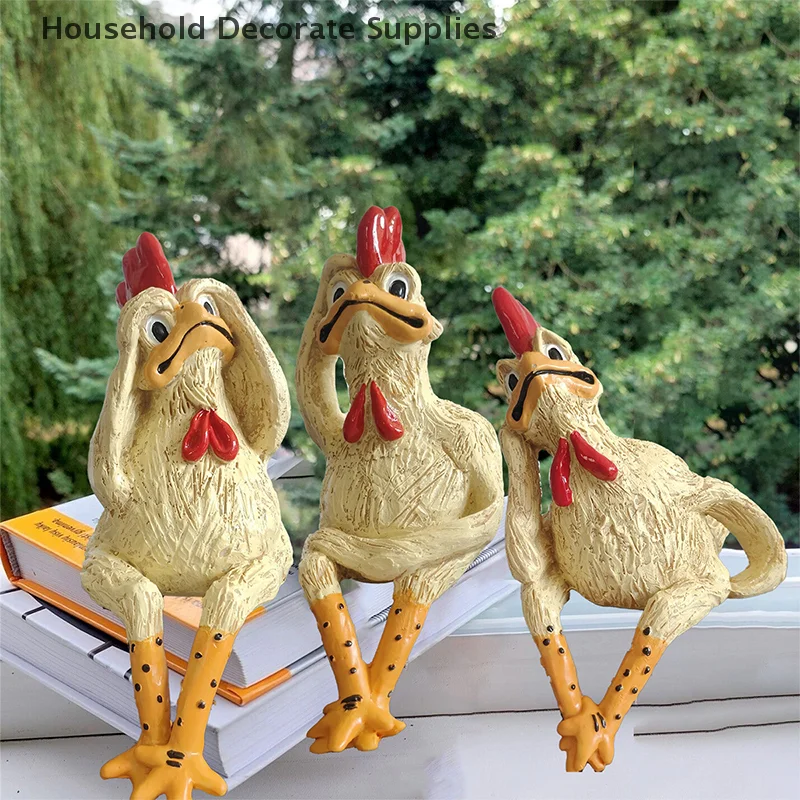Oturan Civciv Heykelcik Karikatür Sarı Tavuk Heykeli Heykel Reçine Tavuk Hayvan Modeli Ev Ofis Masaüstü Paskalya Dekorasyon