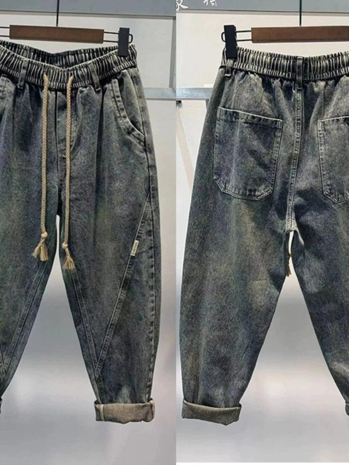 

Мужские джинсы-харланы свободного кроя в американском ретро-стиле, с высокой талией, прямые, зауженные, повседневные, молодежные, модные