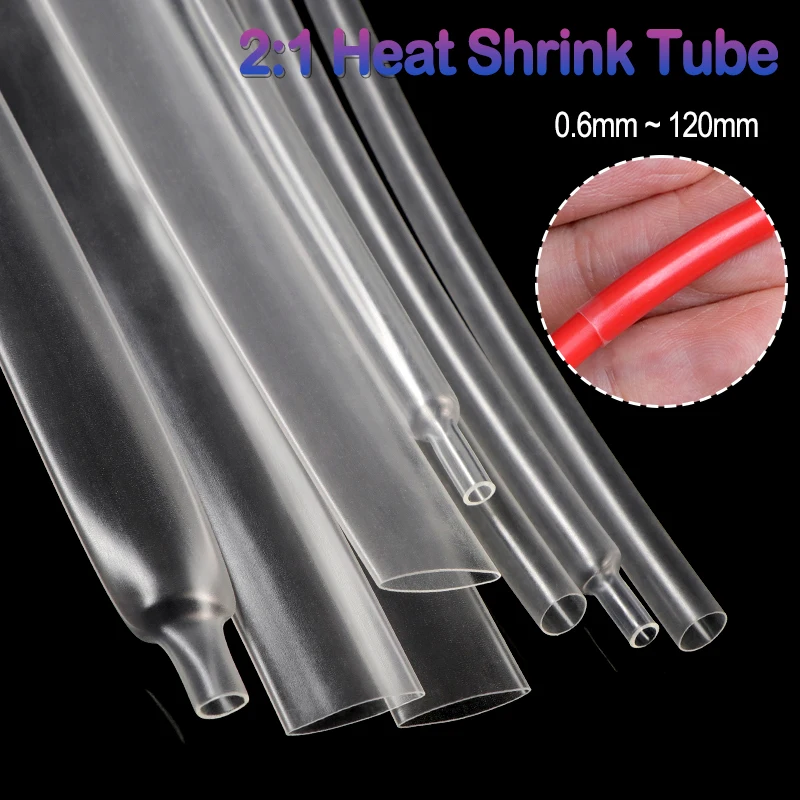 1-10m Transparenter 2:1 Schrumpfschlauch, Durchmesser 0,6~120mm, Kabelreparatur-Ummantelung, DIY Polyolefin Wasserdichter Isolierschlauch