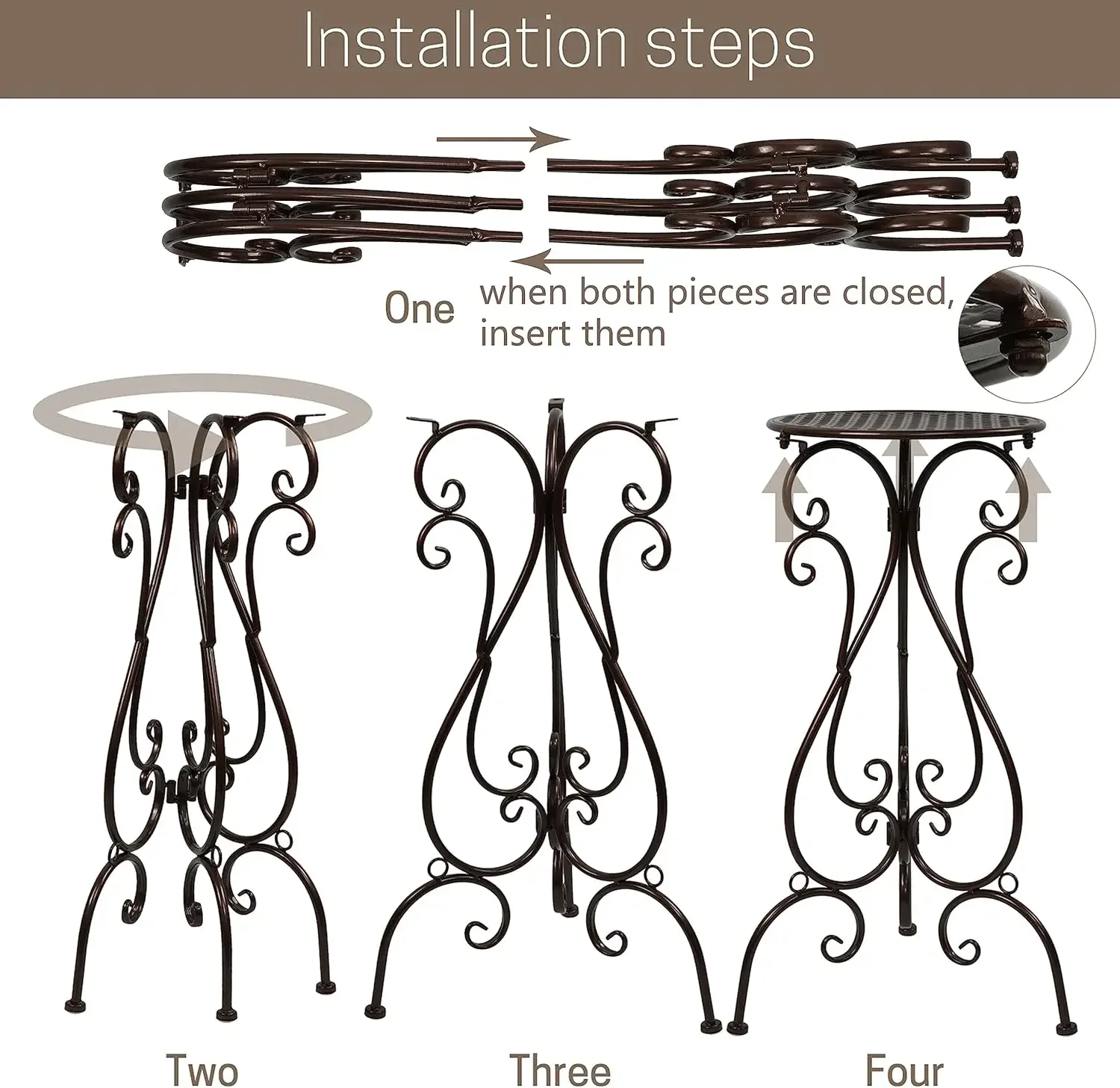 Suporte de planta de 2 pacotes para ambientes internos e externos, suporte de vaso de flores de metal com pedestal resistente de 22,5 polegadas de altura