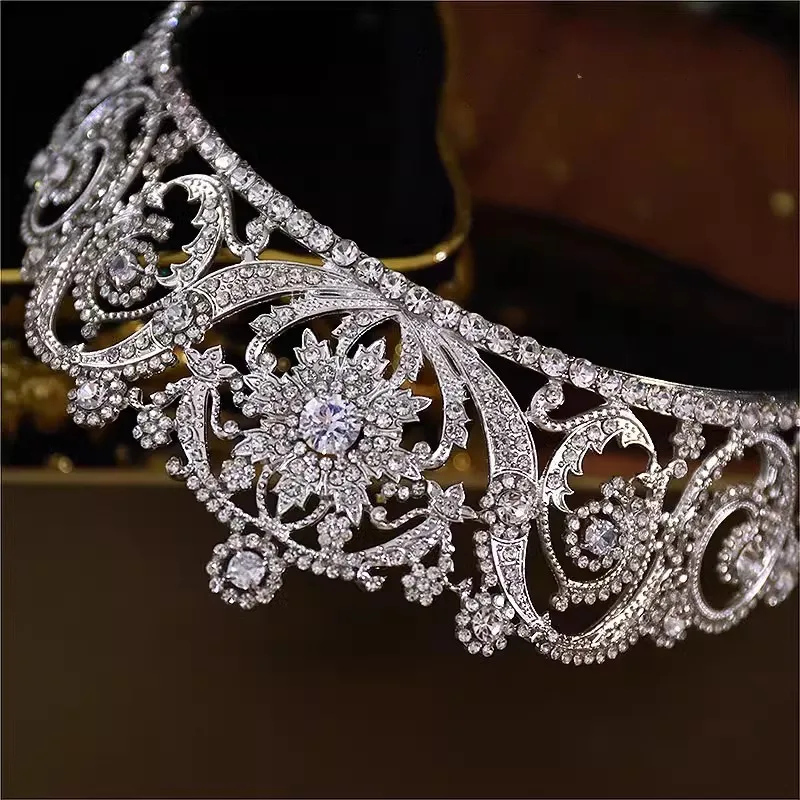 Baroque Princess Queen Cubic Zircon Bridal Crown Headwear Crystal Tiaras For Women Wedding Crowns Hair Dress Accessories Jewelry view 5