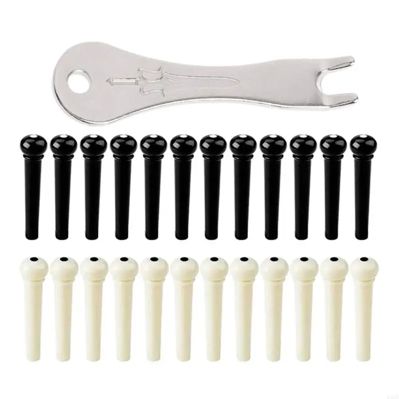 

340F 25 Pcs Acoustic Guitar Bridge Pins Pegs with Puller String Remover Tool