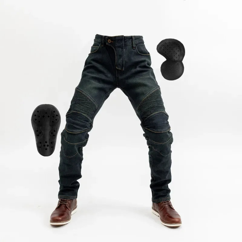 NEW Winter MOTO windproof Keep warm motorcycle riding jeans locomotive fall and stretch plus cashmere pants men