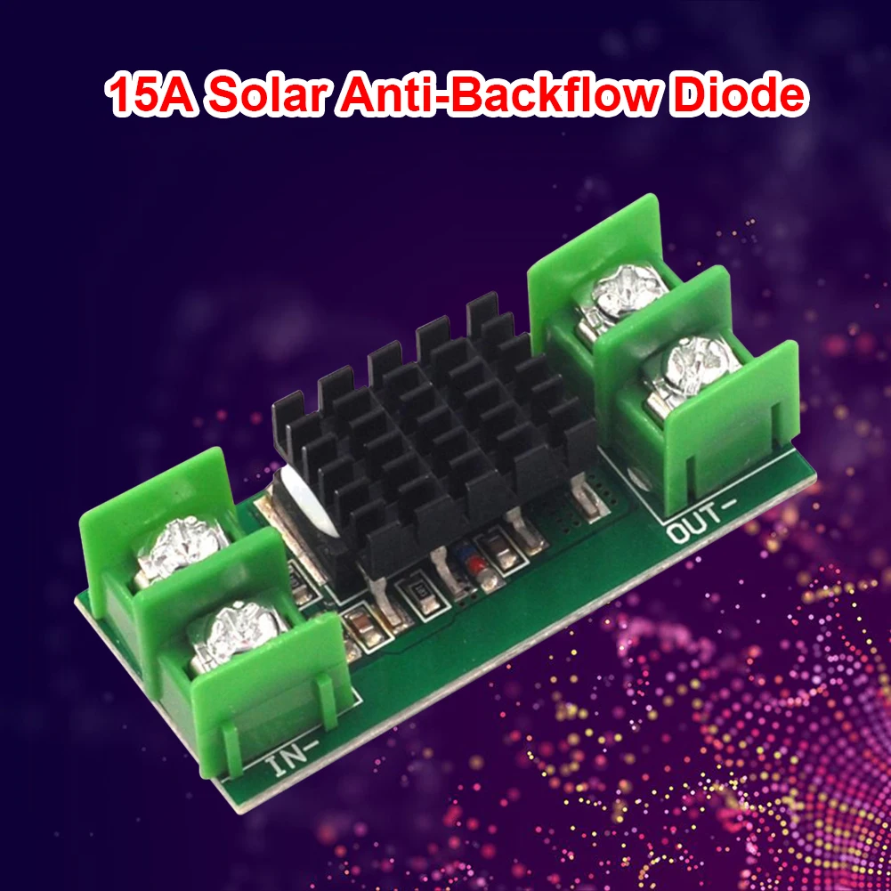 15A Anti Reverse Irrigation Ideal Charging Board Solar Panel Anti Reverse Ideal Diode Board with Heatsink 5-60V DC