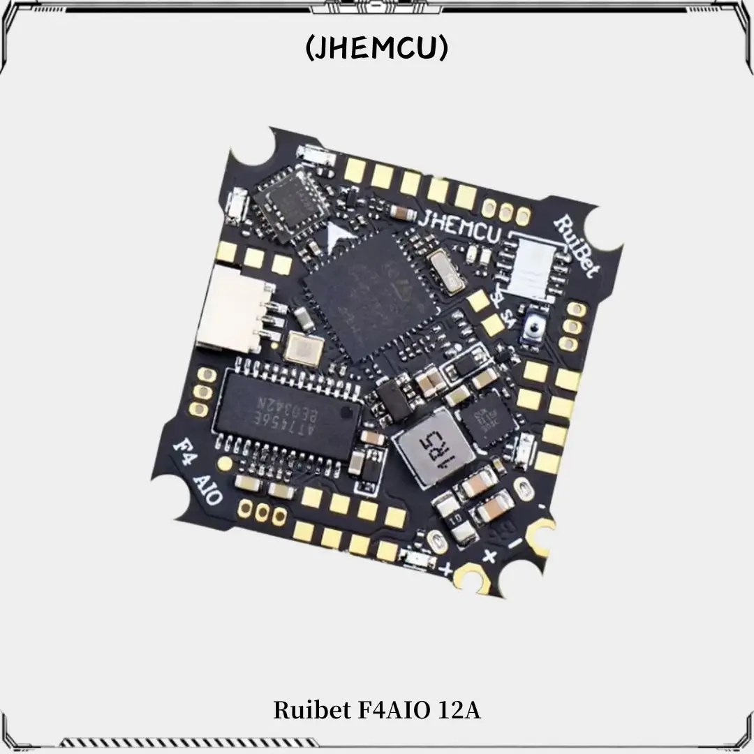 JHEMCU Ruibet F4AIO 12A F411 Flight Controller ICM42688P W/5V BEC Built-in 12A BLHELI_S 1-2S 4in1 ESC 25.5X25.5mm for FPV Drone