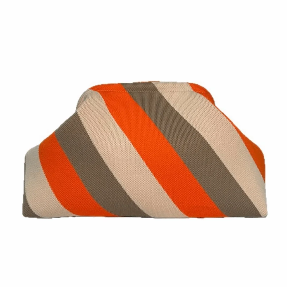 Fashion Polyester Knitting Bag Soft Fabric Geometric Pattern Cloud Clutch Bag Casual Cosmetic Pouch Makeup Organize
