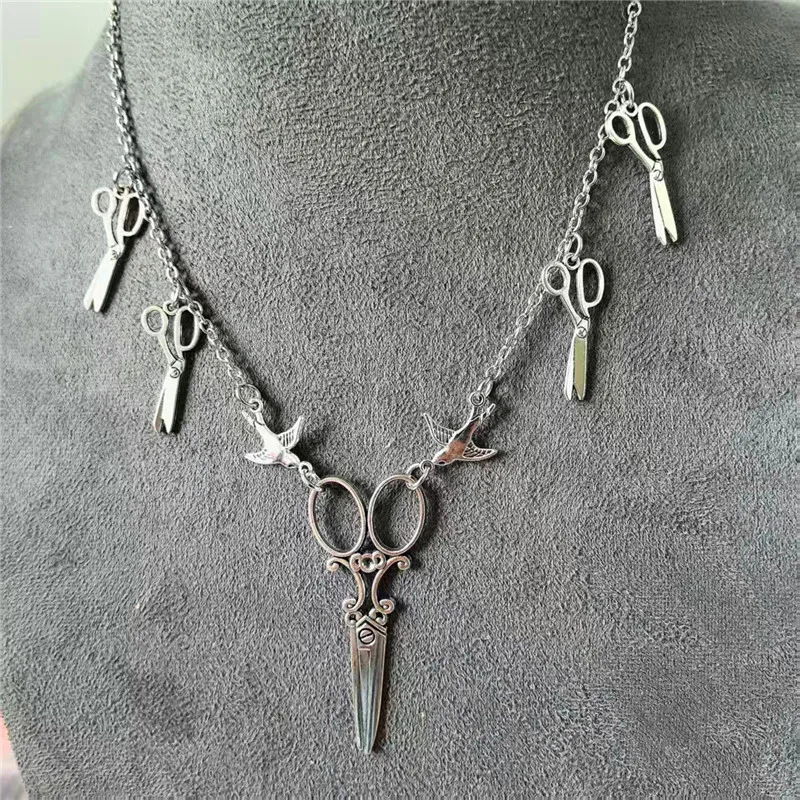 Say Goodbye to Internal Stress with a Gentle Style: European and American Trendy Niche Design Scissors and Swallow Necklace, New Pendant Jewelry for Men and Women