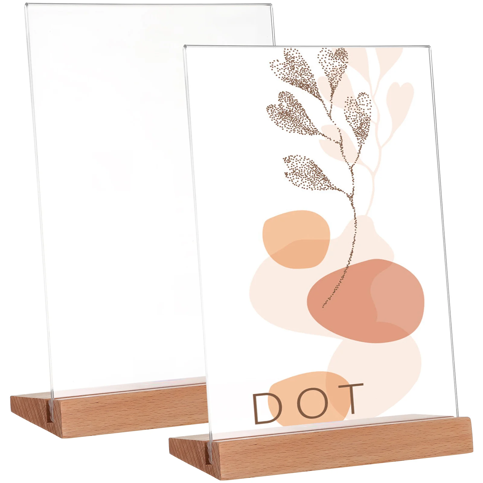 

2 Pcs Display Stand Beech Brochure Stands Brand Sign Table Holder Acrylic Holders Transparent Place Card