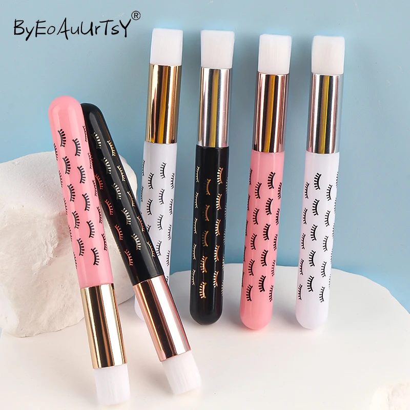 

5pcs Lightweight Hollow Handle Eyelash Pattern Nose Wash Brush Eyelash Extension Nose Bridge Shampoo Cleaning Brush Makeup Tools