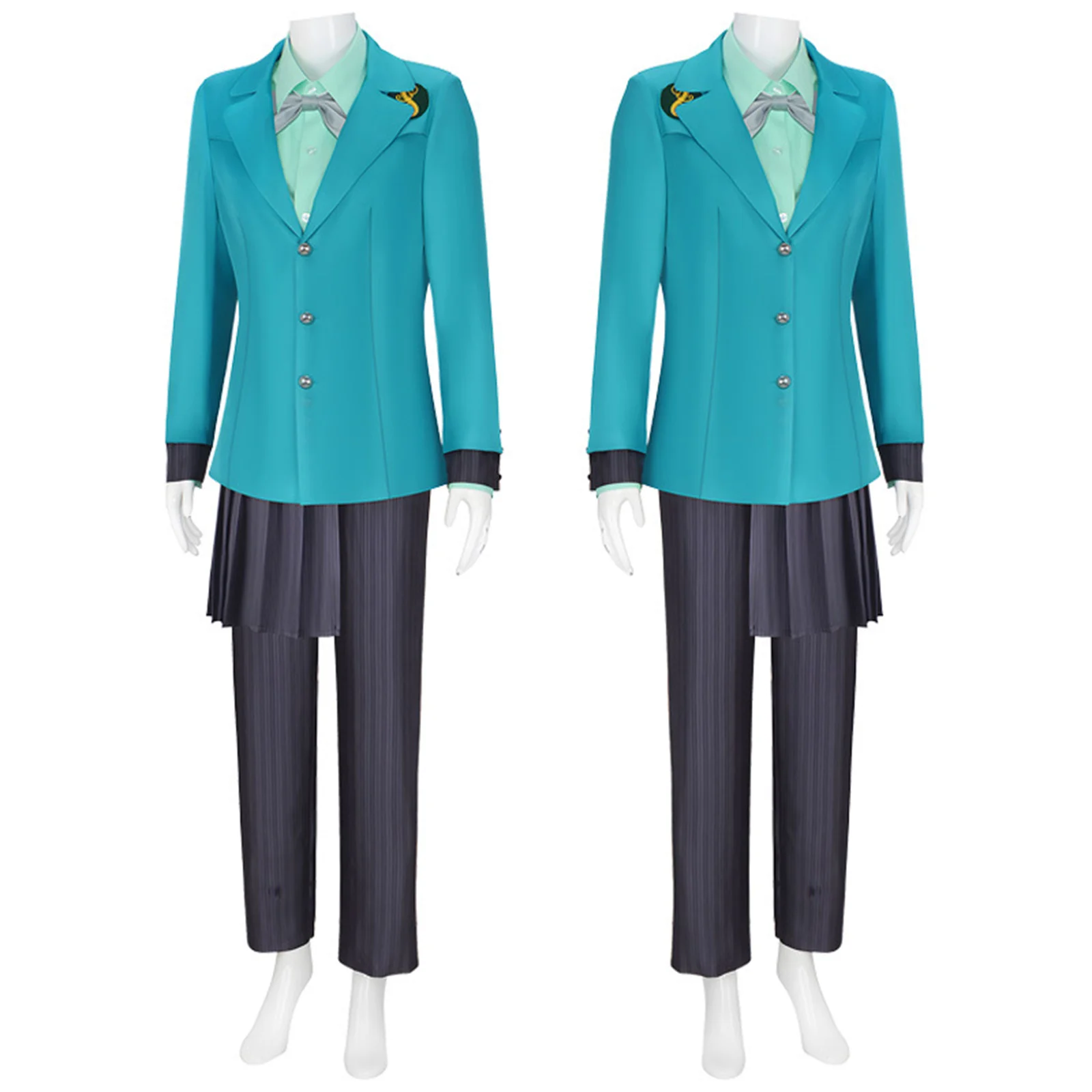 

Elphaba School Uniform Cosplay Costume Blue Shirt Pants Coat for Halloween Party