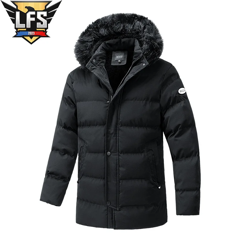 Hot Street Wear Parka for Men Outdoor Casual Parka for Men Solid Color Hooded Warm Coat High Quality Design  Winter Jacket Men