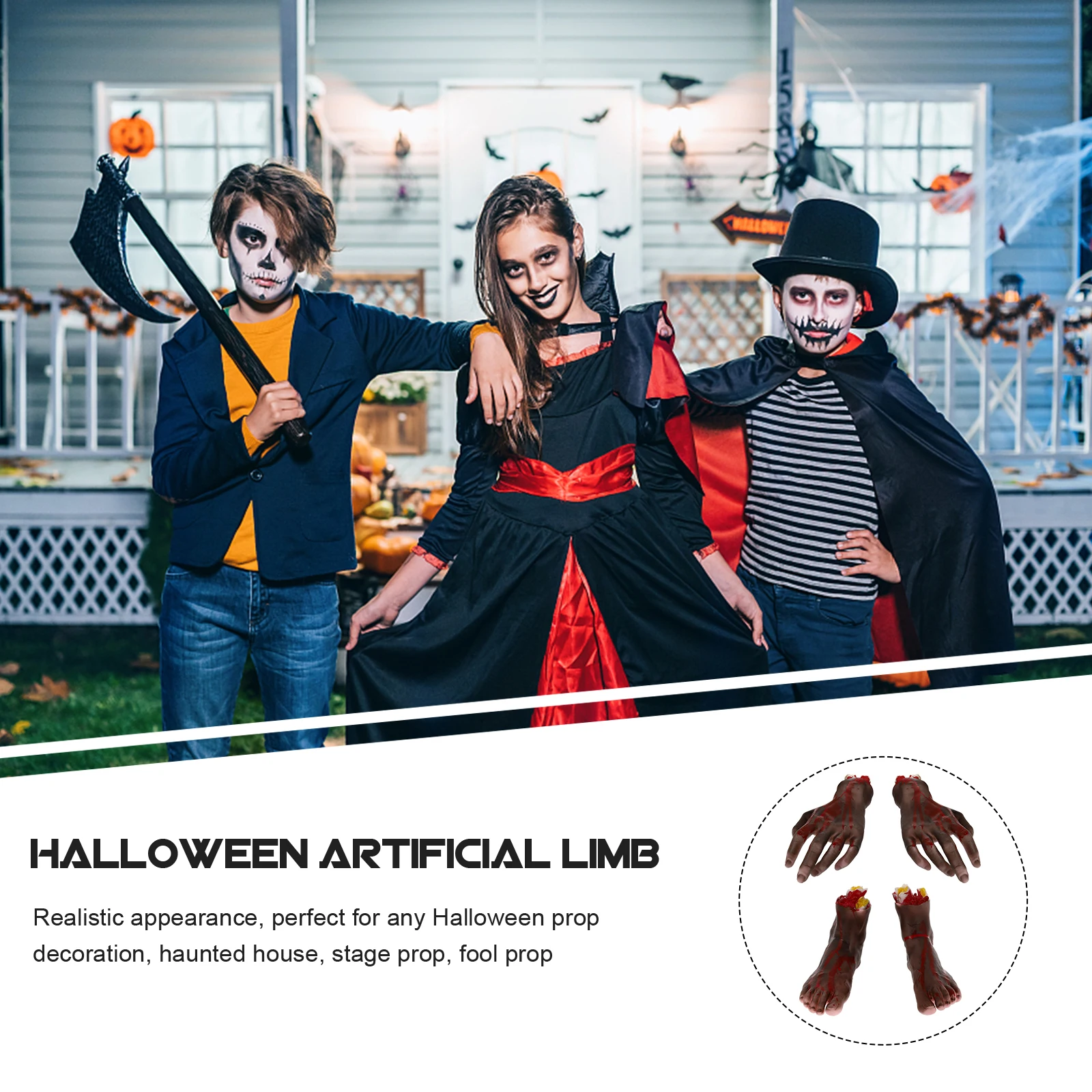 

4 Pcs Prosthetic Props Halloween Decorations Hands Creepy Toy Fake for Bloody Vinyl Limbs