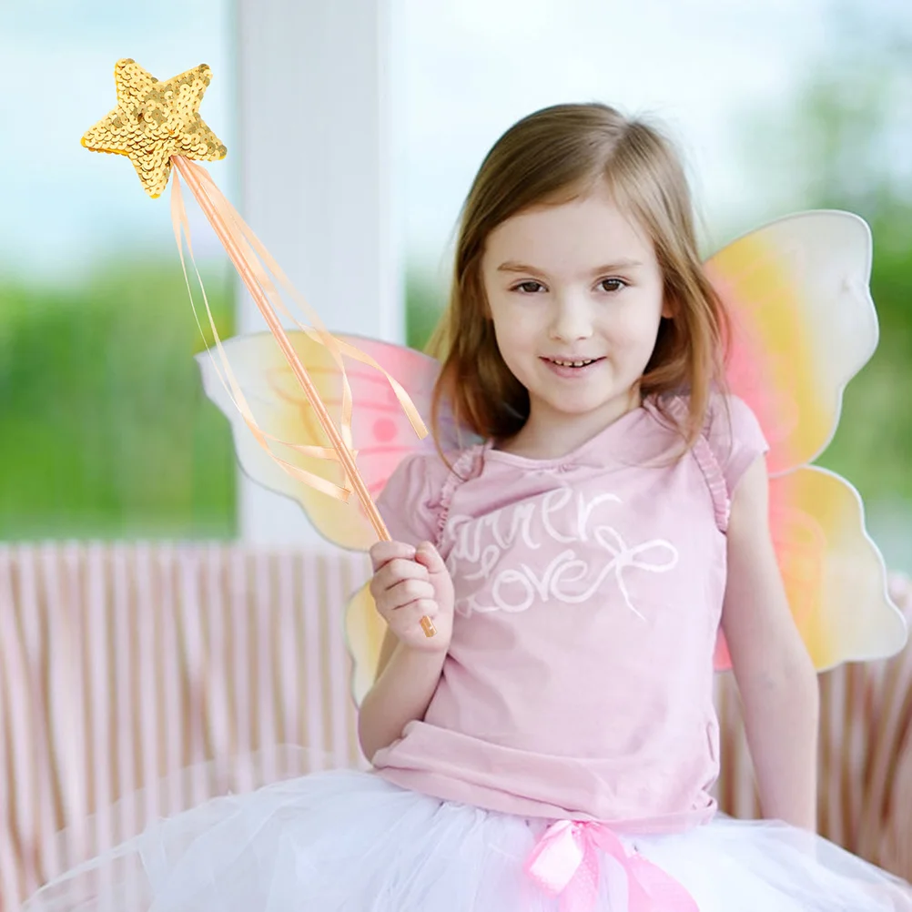 6Pcs Star Shape Fairy Wand Bright Decorative Fairy Sticks for Kids Party Favor Children Halloween Props Glitter Wands for Girls