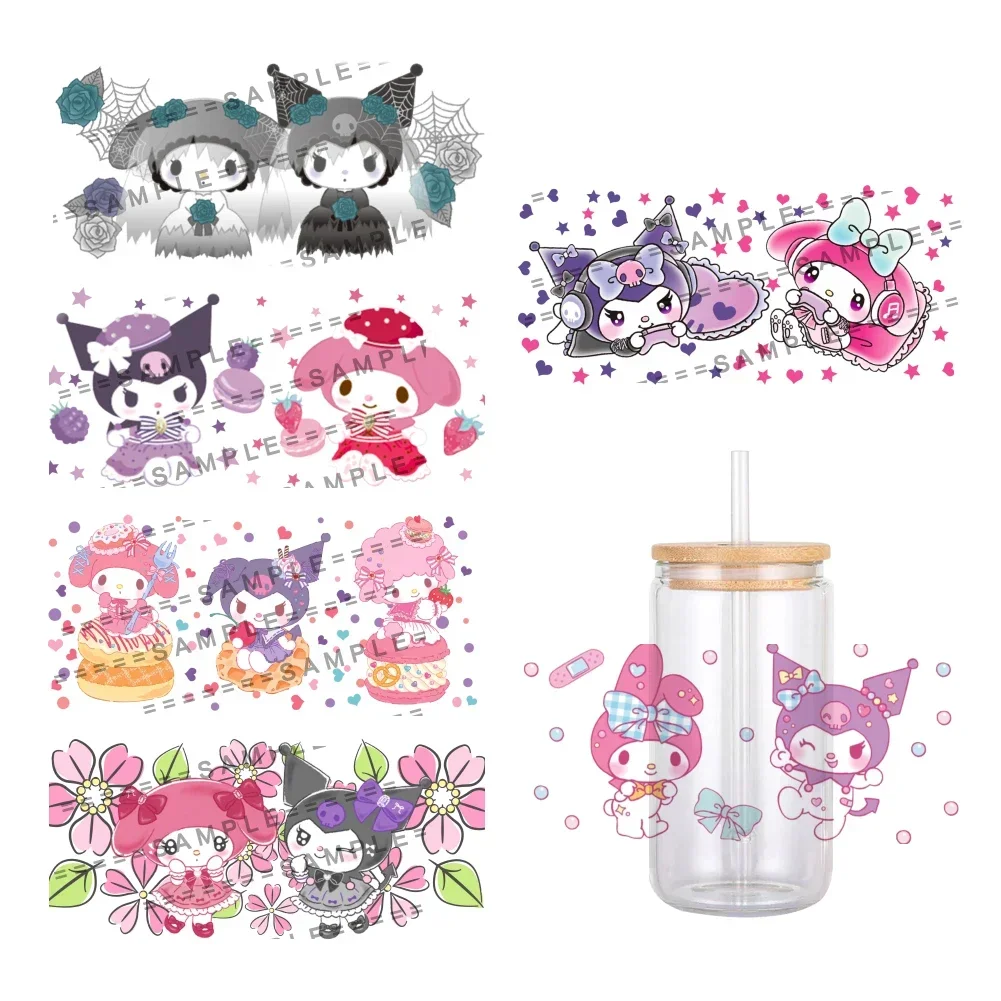 Mini Sanrio Cartoon UV DTF Transfer Sticker Kuromi My Melody Wraps For 16oz Cups Bottles