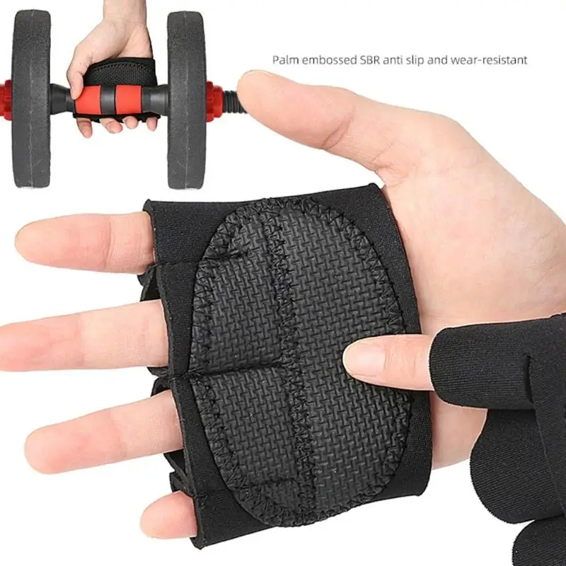 قفازات حماية النخيل مضادة للانزلاق بأربعة أصابع للتمرين في صالة الألعاب الرياضية وقفازات رفع الأثقال #4