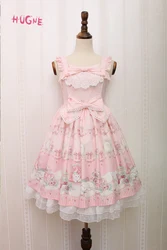 *Crown Cat Handle*Sweet Sleeveless Lolita Dress Kitten and Jewel Printed Midi Dress by Alice Girl