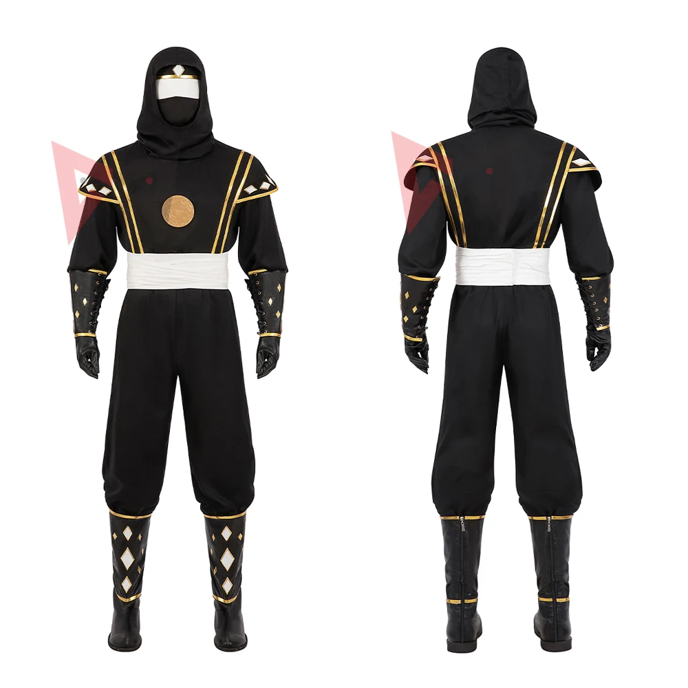 Fantasia Power Samurai Rangers Cosplay Traje, Morpher Mighty Morphin Black Set, Custom Made, Novo