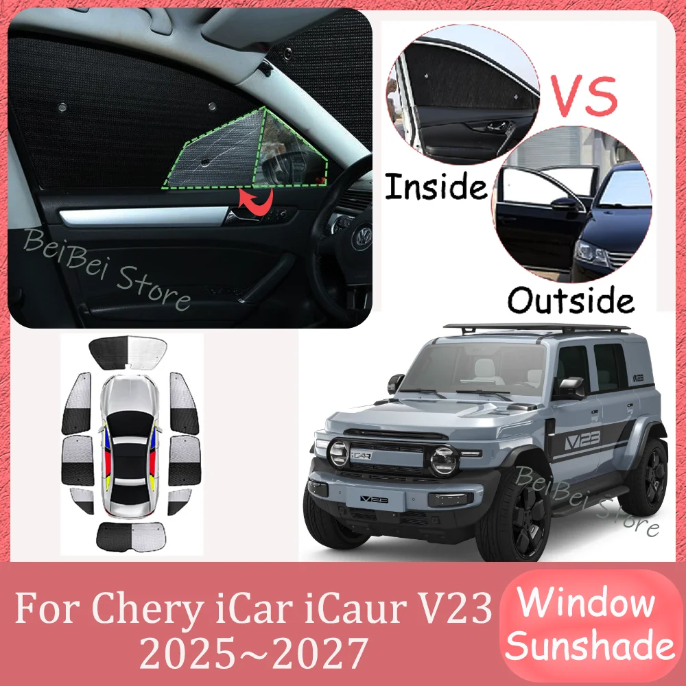 

For Chery iCar iCaur V23 2025~2027 2026 Car Aluminum foil Sunshade Side Window Windshield Sun Shade UV Interior Accessories