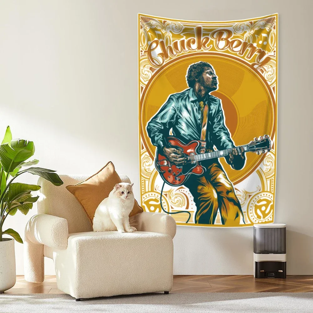 American Rock Singer Tapestry Chuck Berrys Vingtage Room Decor Large Fabric Of Background Cloth Wall Hanging Dorm Decoration