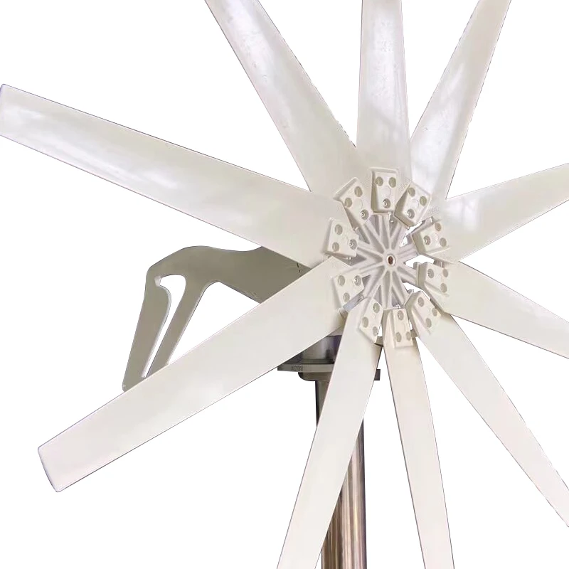 مولد تربيني طاحونة هوائية قوة 15KW 12 فولت 24 فولت 48 فولت 10 شفرات مع نظام خارج الشبكة Mppt ووحدة التحكم في الشحن الهجين للمنزل #4