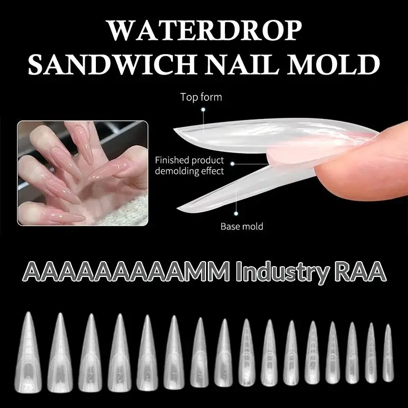 180/240Pcs Dual Layer Sandwich Nail Extension Forms Long Pointed Full Cover Nail Tips Quick Building Gel Manicure Tools