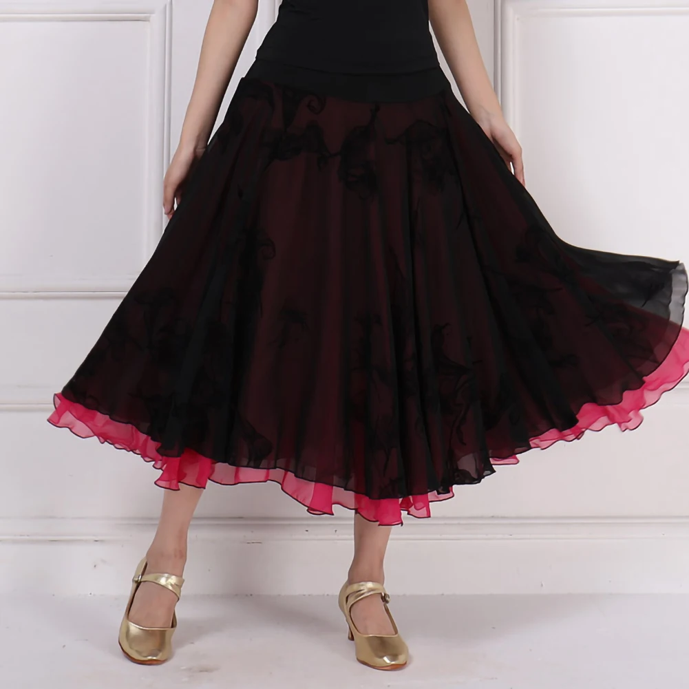 Rose Red Long Dress New Style Stage Costume Practice Clothes Ballroom Dance Suit Skirt Standard Competition Dresses Shirt Waltz