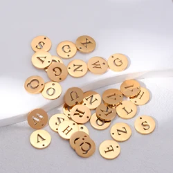 5pcs/lot 12mm Gold Color 26 Letters Stainless Steel Charm Pendant Alphabet Necklace Pendant DIY Jewelry Making Charms With Rings