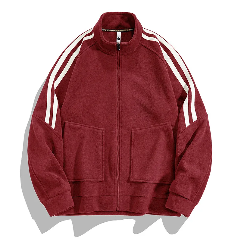 Autumn Winter Fleece Jacket Warm Men Zipper Sweatshirt Pockets Coats Loose Sportswear Men Clothing Military Long Sleeve Tops