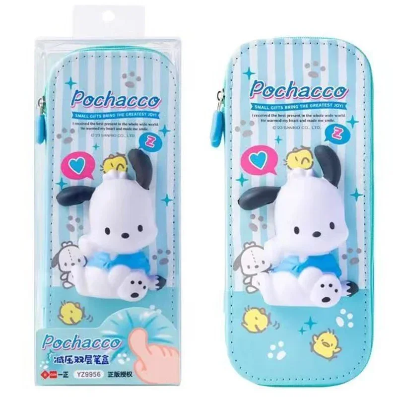 2023 Sanrio scatola di cancelleria 3d Mymelody Kuromi Cinnamoroll Pochacco Squishy antistress astuccio per bambini regalo scolastico