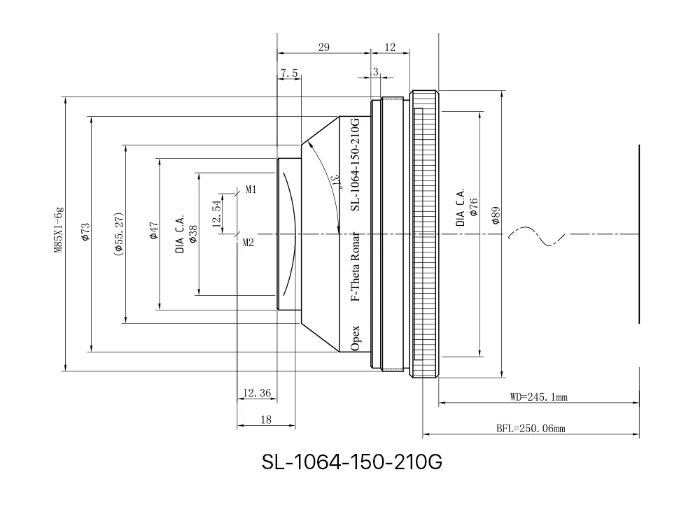 Opex f-theta Linse 300 nm m85 Gewindes can feld 70*70-300*420 Brennweite-mm nm yag Glasfaser-Laser markierung steil – Detail 9