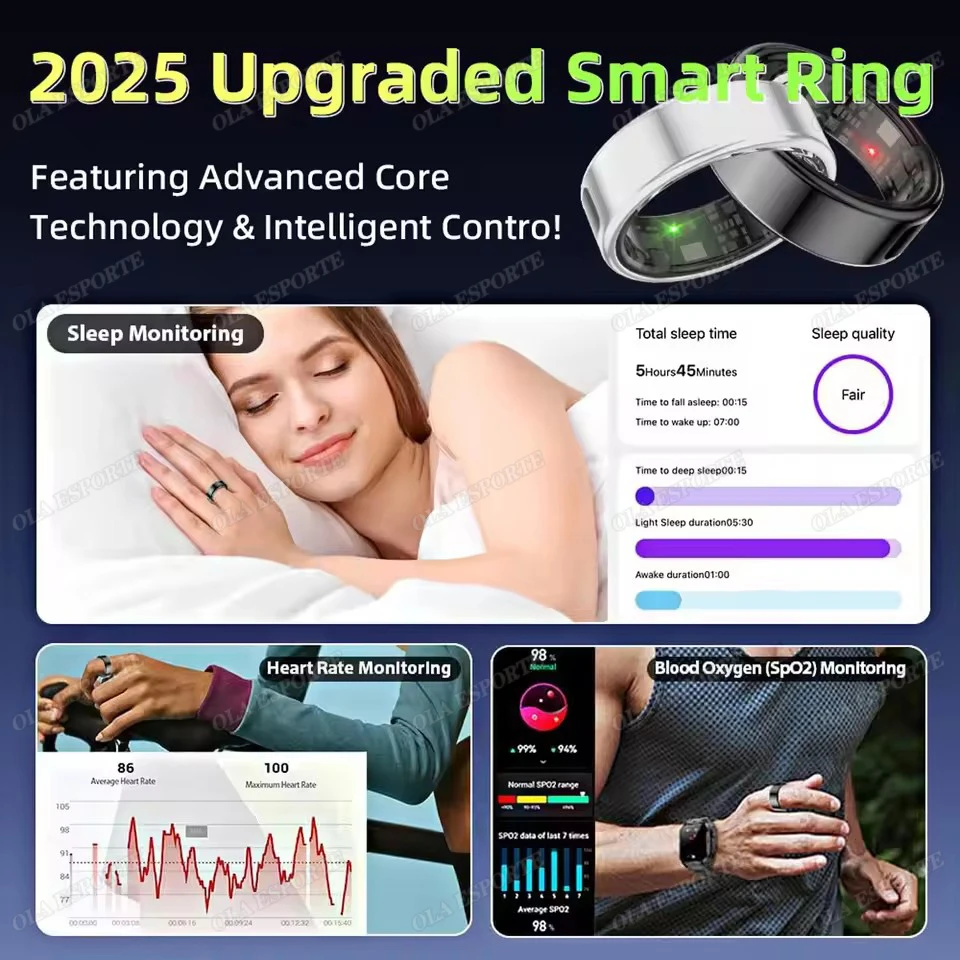 2026 Smart Ring with Display Screen and Touch, Wireless Charging, Health Manager, 5 ATM Waterproof For Men Women Rings R12 R11