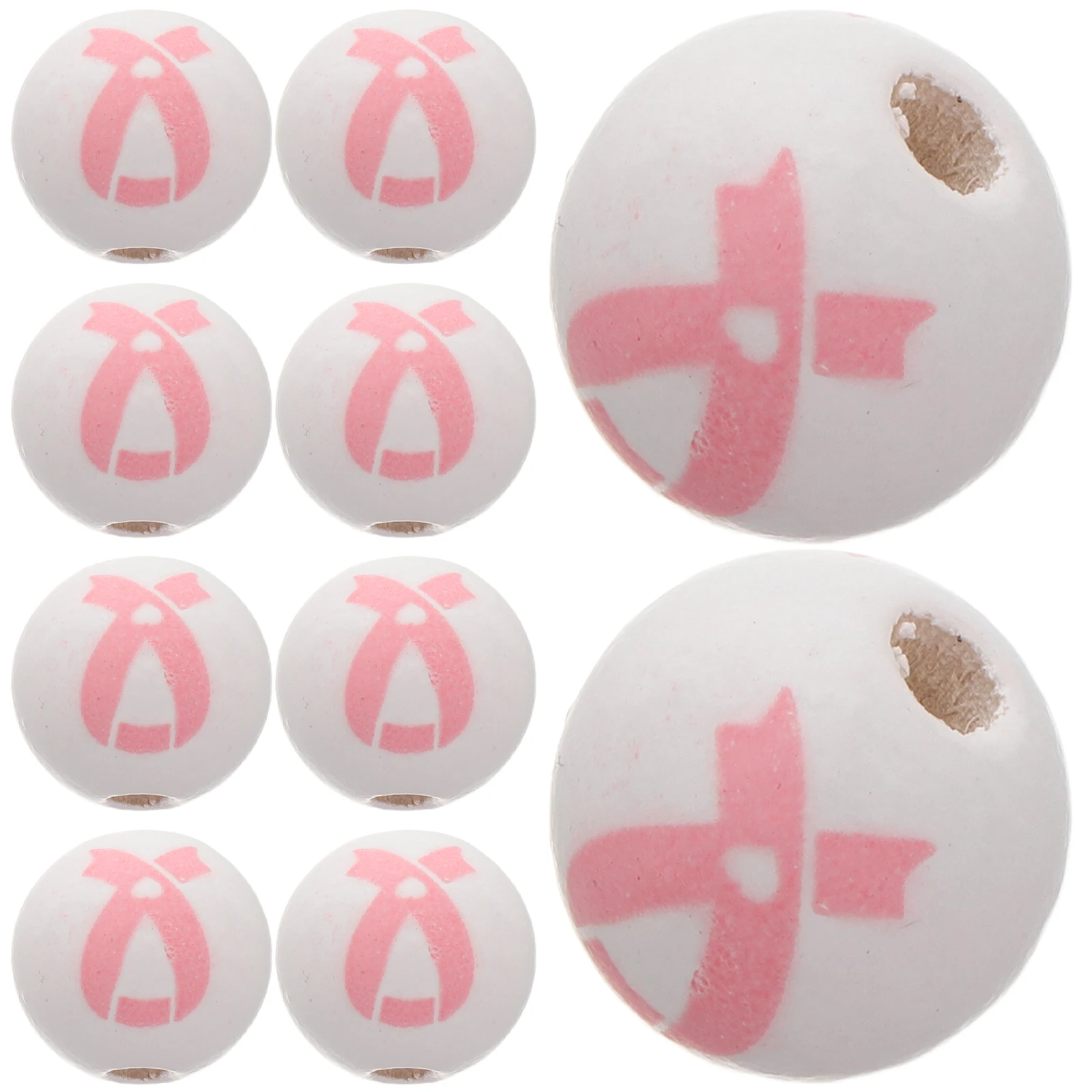 

50pcs Round Wooden Beads Large Hole Keychain Cute Mini Crafts Natural Wood Accessories DIY Jewelry Project Materials