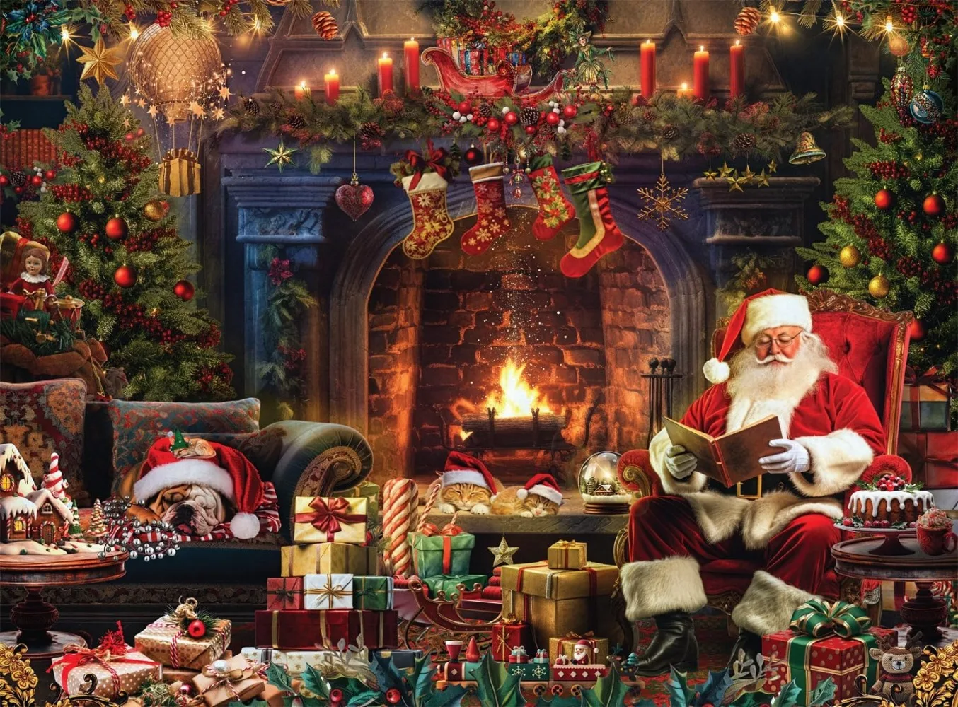 

Country Life Santa At Home 1000/500/300/120 Piece Jigsaw Puzzle Home Decor for Adult Game Family Fun Puzzles Educational Toys