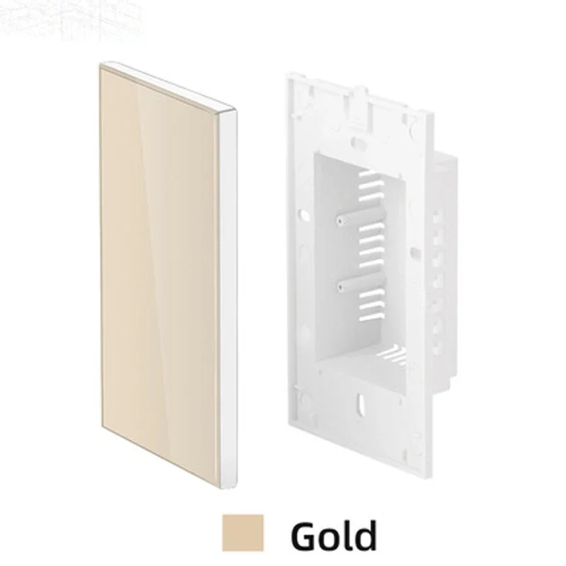 American standard white blank plate tempered crystal glass switch panel with installation iron plate to block the white board