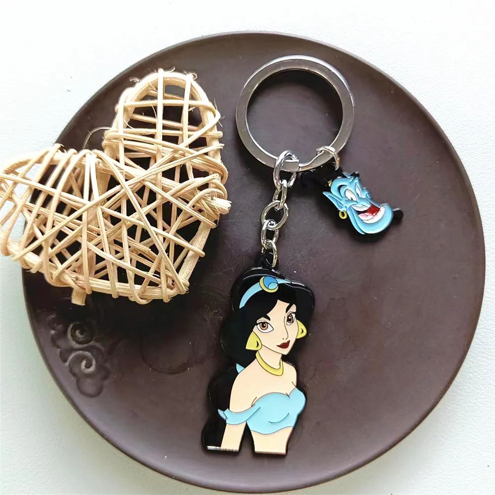 Disney Aladdin Princess Anime Cartoon Metal Keychain Gifts for woman girl