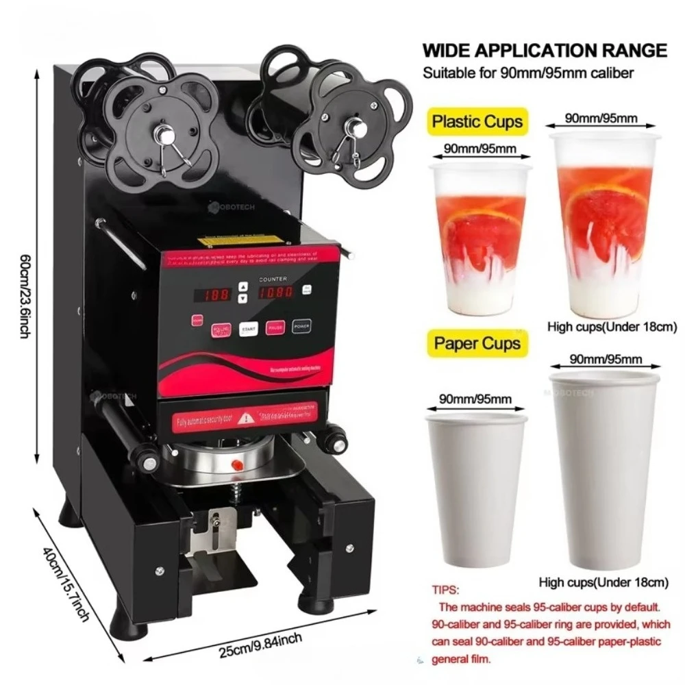 Automatic Bubble Tea Boba Cup Sealing Machine Plastic Cup Paper Cup Sealing Machine and Table Top Bubble Tea Sealer