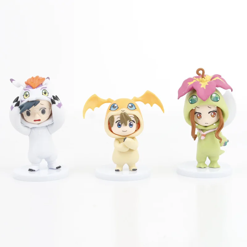 8 pçs conjunto digimon anime figura selecionada crianças cos monstro digital agumon gabumon desktop carro ornamentos decoração natal