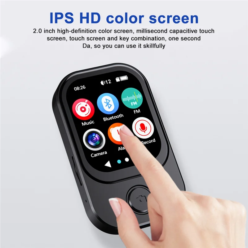 JABS-Upgrade 2,4-дюймовый Mp3-плеер с сенсорным экраном и MP3-плеер BT 5.4 со встроенным HD-динамиком FM-радио и записью голоса