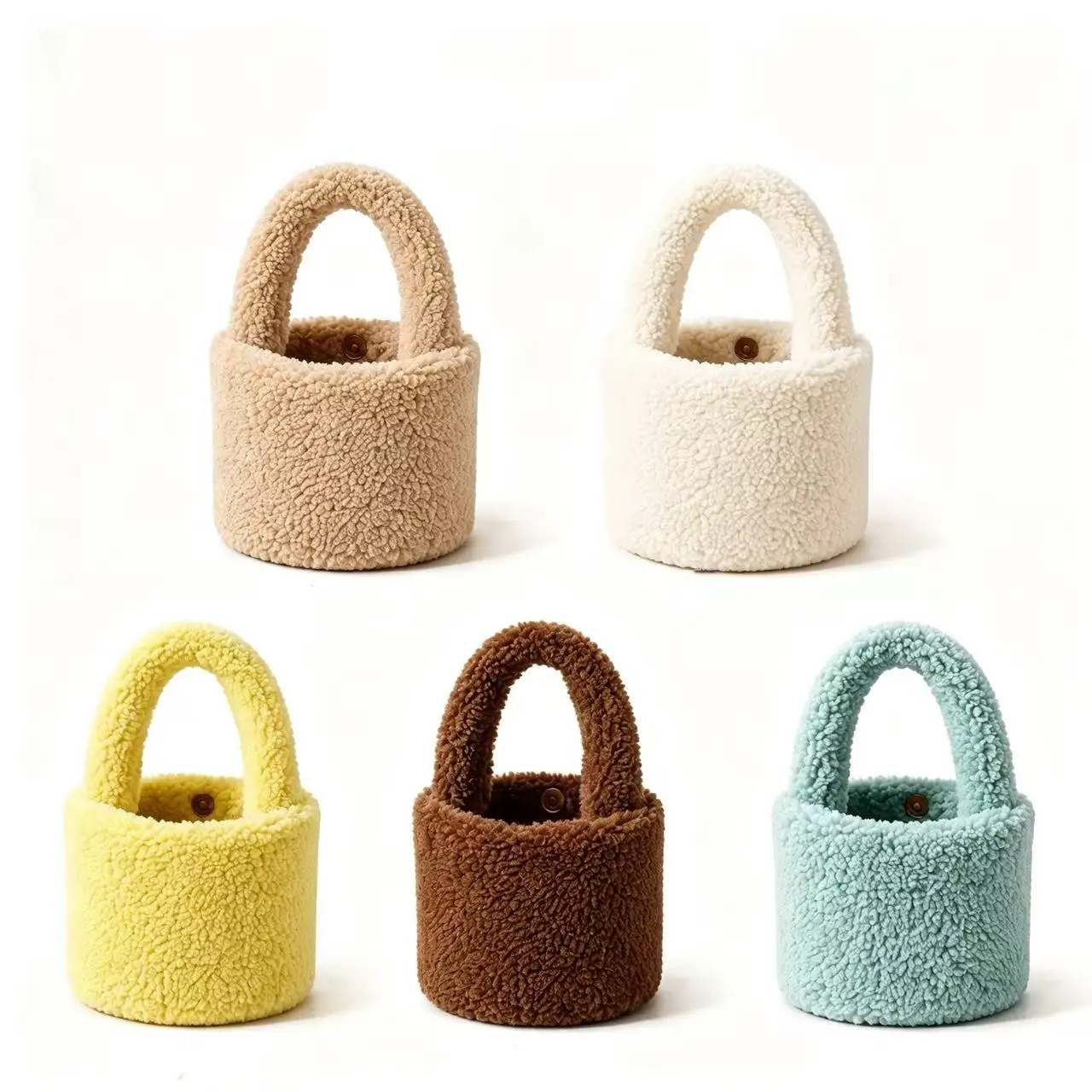 2026 Autumn and Winter New Style Furry Bag for Women, Imitation Lamb Wool Basket Handbag, Plush Handbag, Furry Handbag