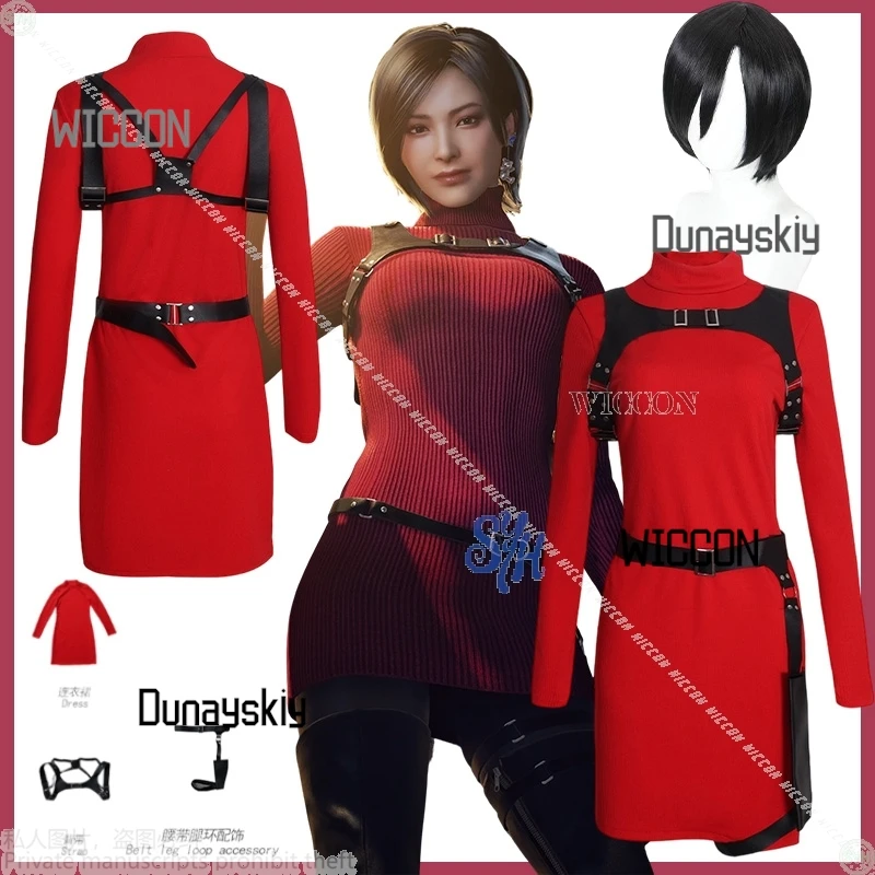 

Игра Residee4 Косплей Evvill Аниме Adda Wan Костюм Красный Свитер Мини Платье Лолита Пояс Ремни Ужас Хэллоуин Вечеринка Ролевая Игра