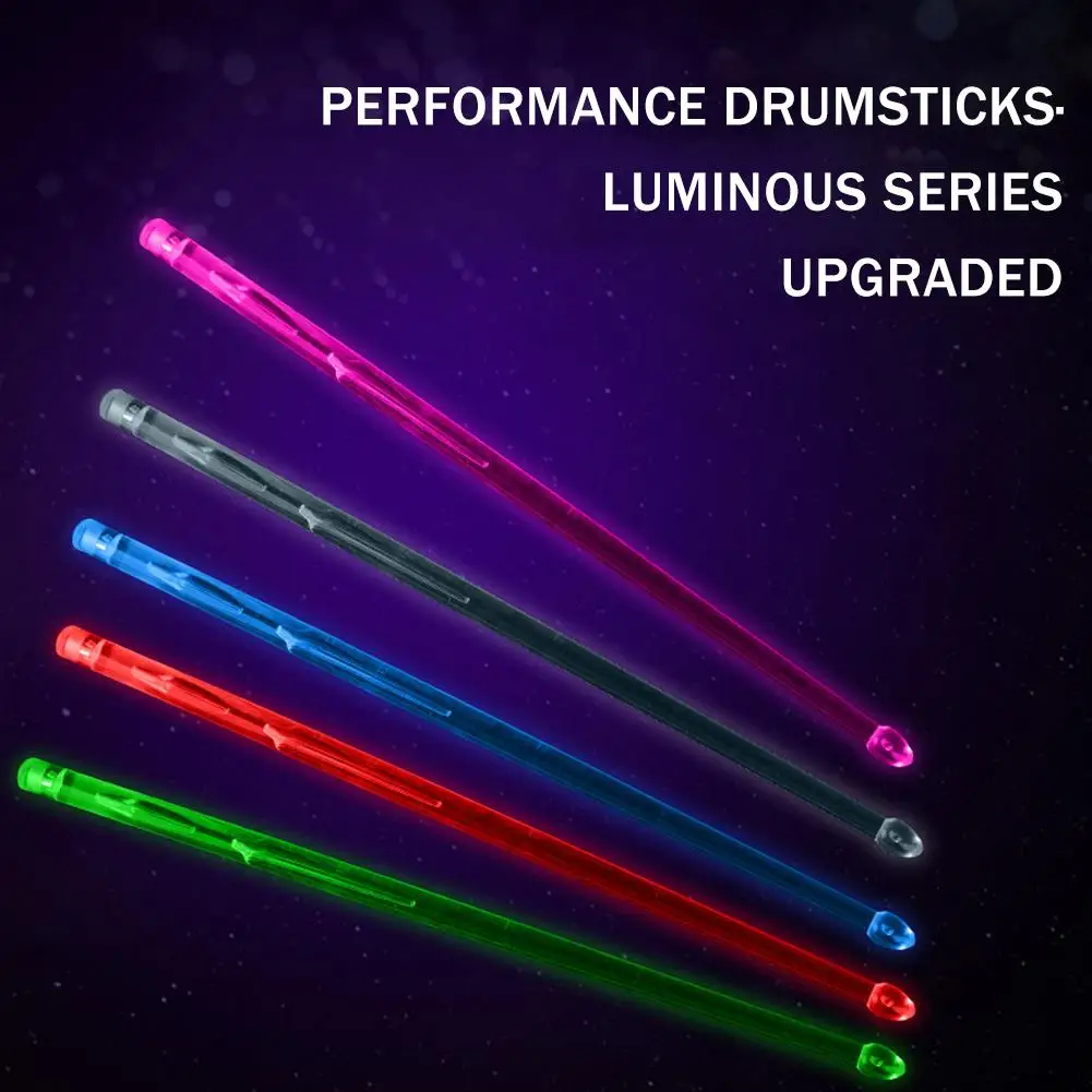 Rechargeable LED Light Up Drum Sticks Colorful Changing Professional Drumsticks With Storage Bag For Adults Drummers