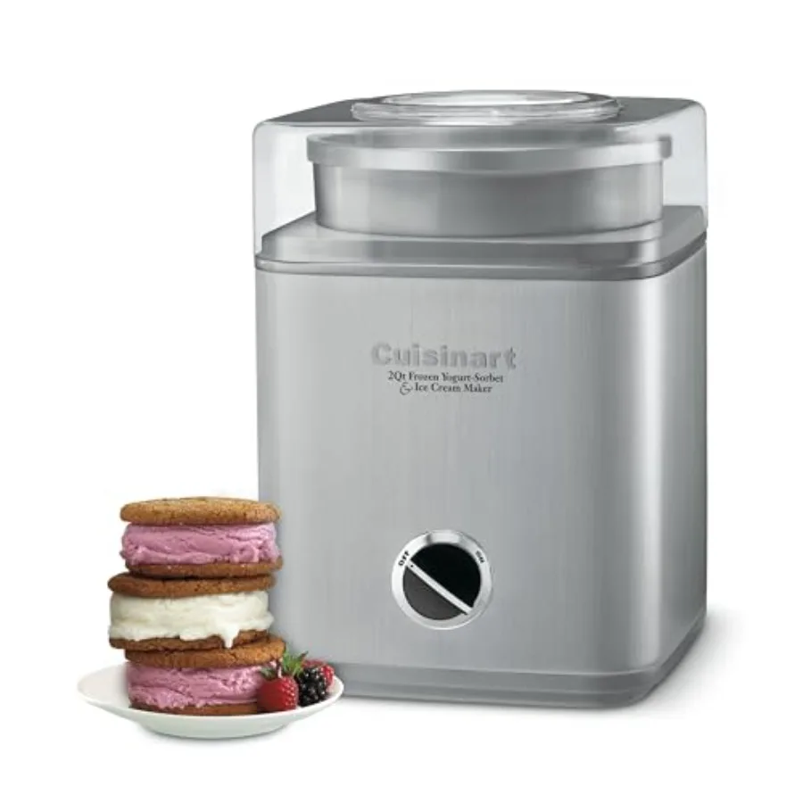 

2-Quart Ice Cream Maker Machine for Ice Cream Sorbet Frozen Yogurt Fully Automatic Double-Insulated Freezer Bowl Makes Desserts